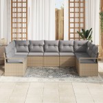 Set canape cu 7 piese vidaXL cu perne Bej Ratan Poli Set canape cu 7 piese vidaXL cu perne Bej Ratan Poli