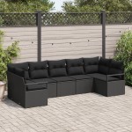 Set Canapea Grădină vidaXL 7 Piese cu Perne Poliratan Negru