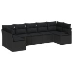 Set Canapea Grădină vidaXL 7 Piese cu Perne Poliratan Negru