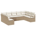 vidaXL Set de canapele pentru grădină 9 pcs Bej Rattan poli vidaXL Set de canapele pentru grădină 9 pcs Bej Rattan poli