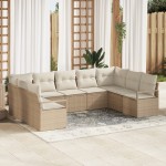 vidaXL Set de canapele pentru grădină 9 pcs Bej Rattan poli vidaXL Set de canapele pentru grădină 9 pcs Bej Rattan poli