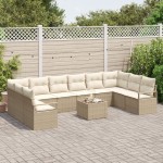Set canapea de grădină vidaXL cu 11 piese și perne, ratan poly maro Set canapea de grădină vidaXL cu 11 piese și perne, ratan poly maro
