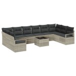Set canapea grădină vidaXL 11 piese cu perne gri din ratan sintetic Set canapea grădină vidaXL 11 piese cu perne gri din ratan sintetic