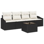 vidaXL Set de canapele pentru grădină cu pernă 5 pcs Negru și Crem vidaXL Set de canapele pentru grădină cu pernă 5 pcs Negru și Crem