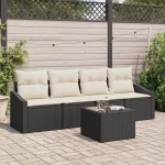 vidaXL Set de canapele pentru grădină cu pernă 5 pcs Negru și Crem vidaXL Set de canapele pentru grădină cu pernă 5 pcs Negru și Crem