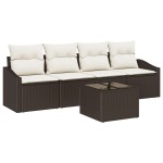 vidaXL Set de canapele pentru grădină cu pernă 5 pcs Maro și Crem vidaXL Set de canapele pentru grădină cu pernă 5 pcs Maro și Crem