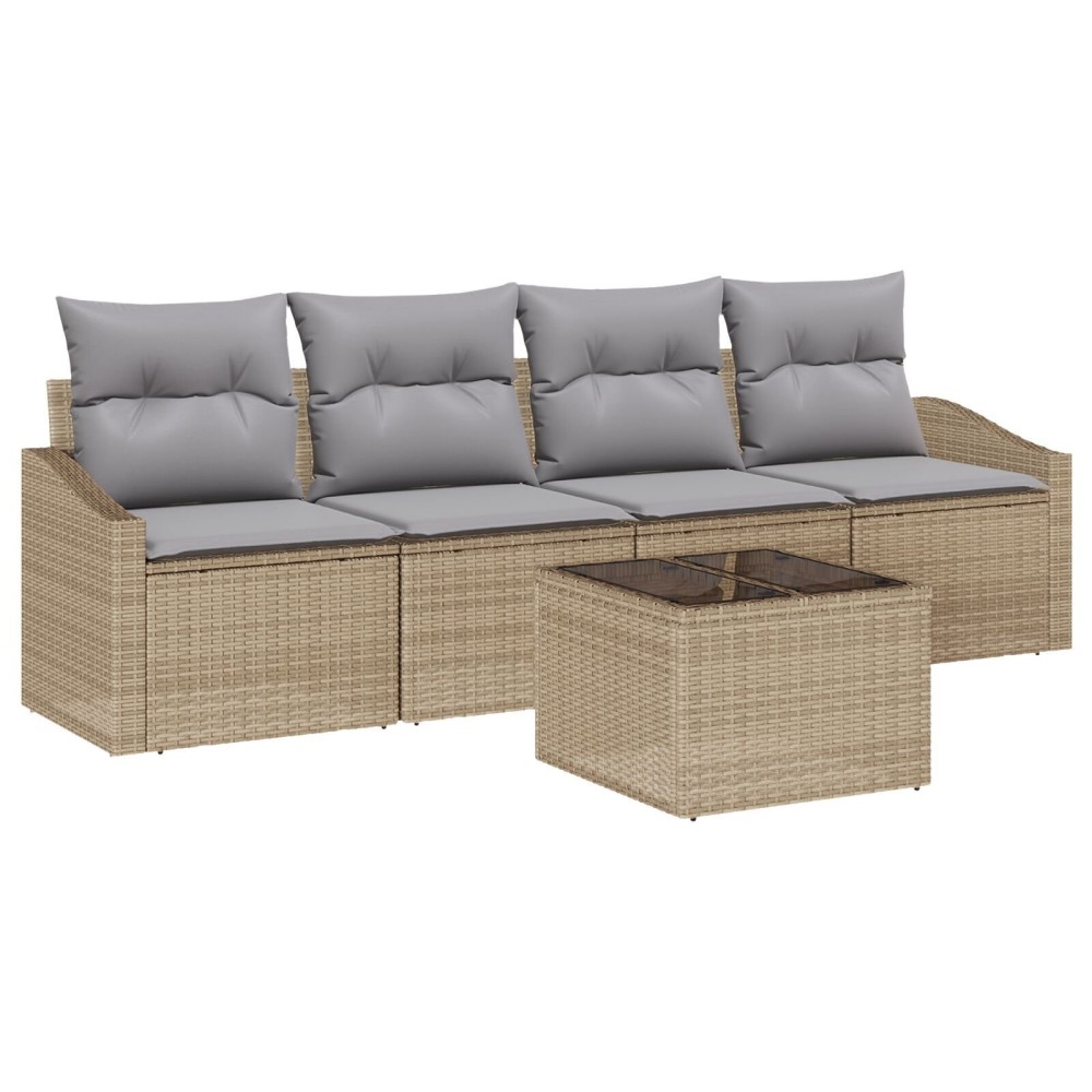 vidaXL Set de canapele pentru grădină 5 pcs Beige și gri deschis