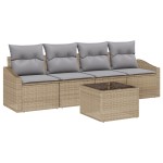 vidaXL Set de canapele pentru grădină 5 pcs Beige și gri deschis