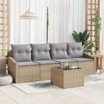 vidaXL Set de canapele pentru grădină 5 pcs Beige și gri deschis