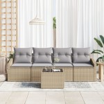 vidaXL Set de canapele pentru grădină 5 pcs Beige și gri deschis