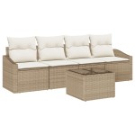 vidaXL Set de canapele pentru grădină cu pernă 5 pcs Bej și crem vidaXL Set de canapele pentru grădină cu pernă 5 pcs Bej și crem