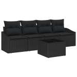 vidaXL Set de canapele pentru grădină 5 pcs Negru 55 x 55 x 37 cm