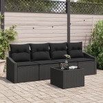 vidaXL Set de canapele pentru grădină 5 pcs Negru 55 x 55 x 37 cm