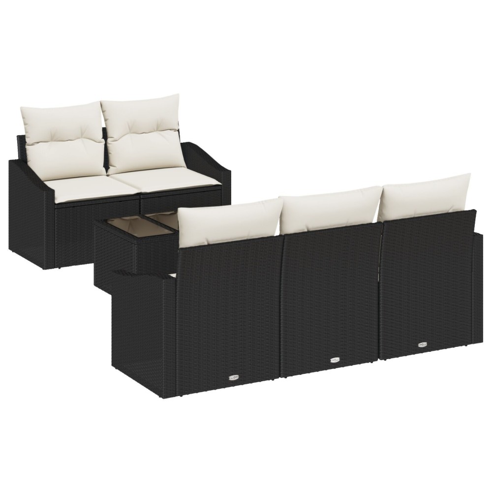 vidaXL Set de canapele pentru grădină cu pernă 6 pcs Negru și Crem