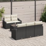 vidaXL Set de canapele pentru grădină cu pernă 6 pcs Negru și Crem vidaXL Set de canapele pentru grădină cu pernă 6 pcs Negru și Crem