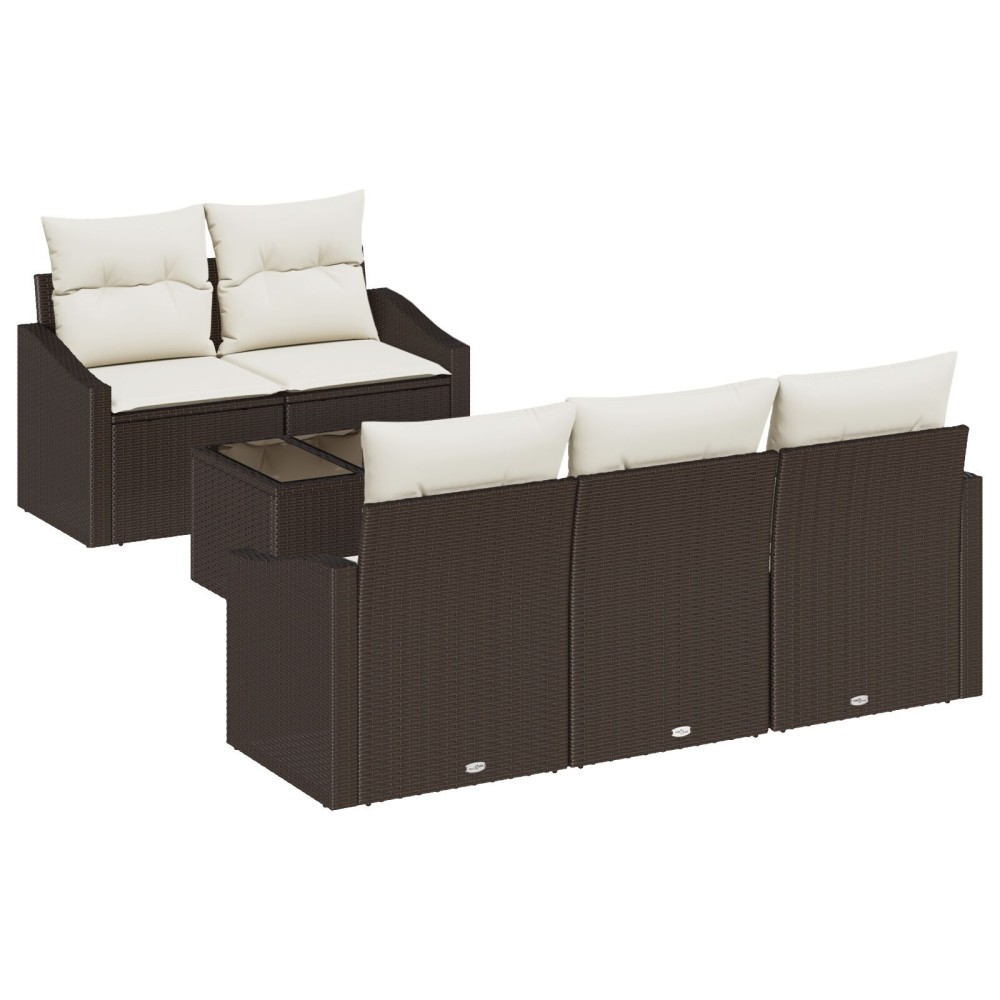 vidaXL Set de canapele pentru grădină cu pernă 6 pcs Maro și Crem