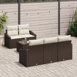 vidaXL Set de canapele pentru grădină cu pernă 6 pcs Maro și Crem vidaXL Set de canapele pentru grădină cu pernă 6 pcs Maro și Crem