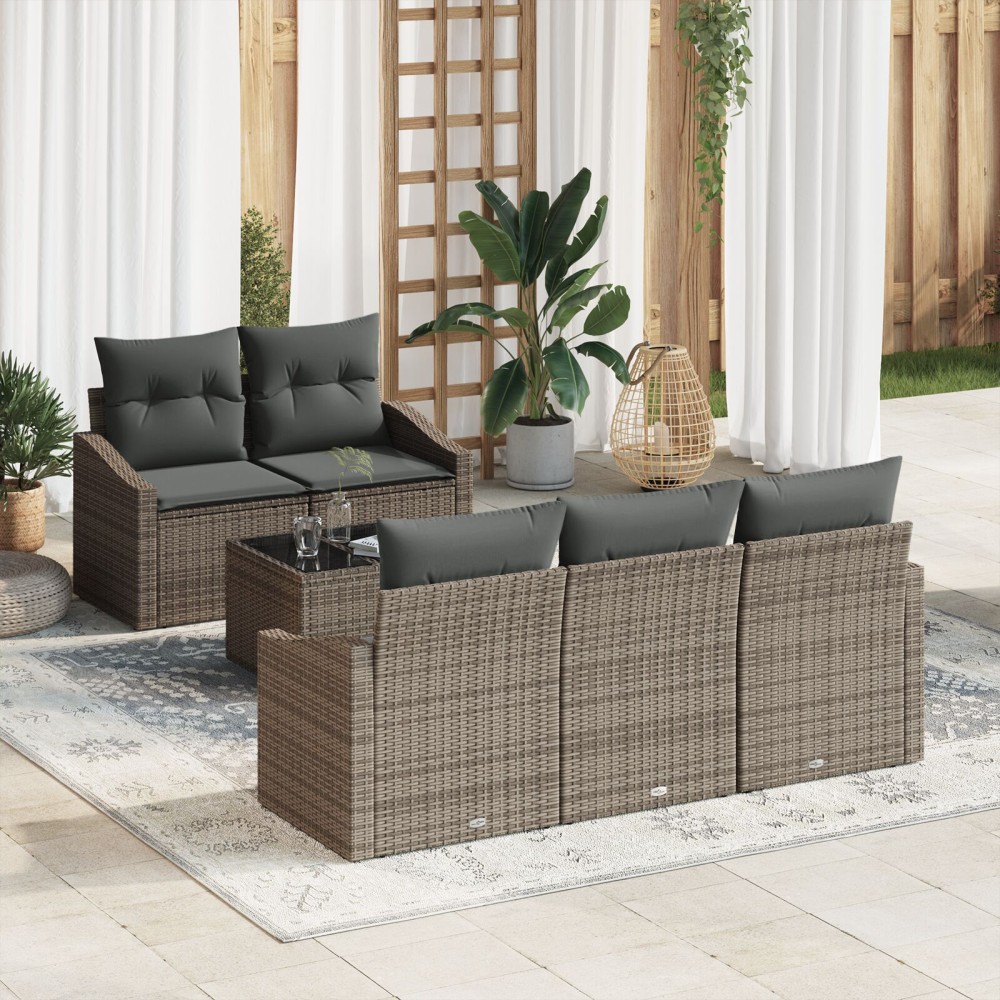 vidaXL Set de canapele pentru grădină Manual 6 pcs Gri 55 x 55 x 37 cm