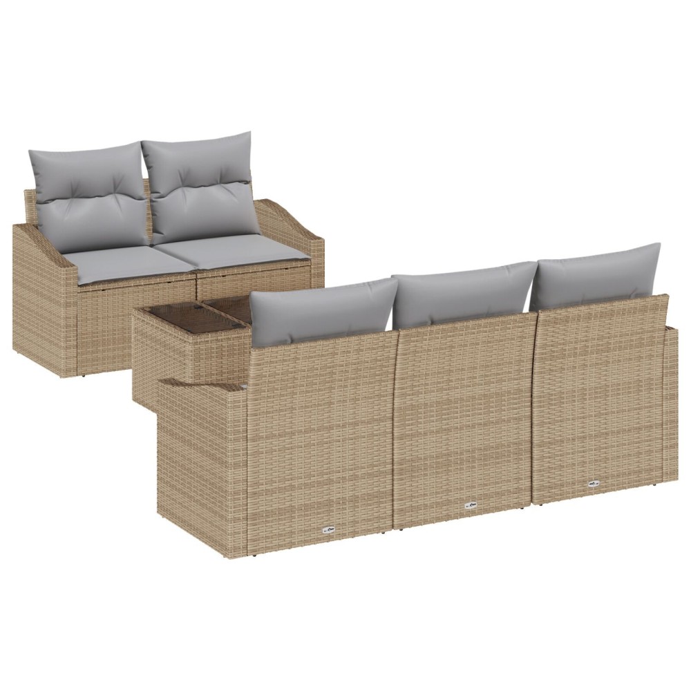 vidaXL Set de canapele pentru grădină 6 pcs Beige și gri deschis