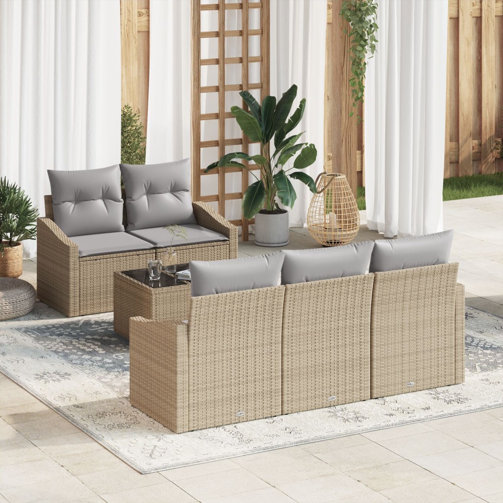 vidaXL Set de canapele pentru grădină 6 pcs Beige și gri deschis