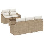 vidaXL Set de canapele pentru grădină cu pernă 6 pcs Bej și crem vidaXL Set de canapele pentru grădină cu pernă 6 pcs Bej și crem