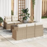 vidaXL Set de canapele pentru grădină cu pernă 6 pcs Bej și crem vidaXL Set de canapele pentru grădină cu pernă 6 pcs Bej și crem