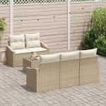 vidaXL Set de canapele pentru grădină cu pernă 6 pcs Bej și crem vidaXL Set de canapele pentru grădină cu pernă 6 pcs Bej și crem