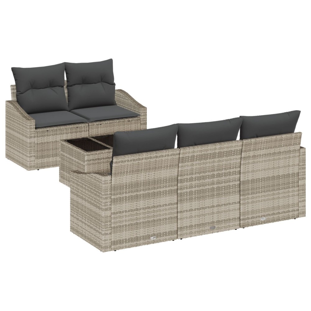 vidaXL Set de canapele pentru grădină cu pernă 6 pcs Gri deschis