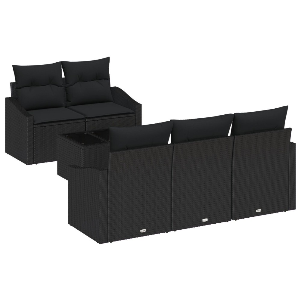 vidaXL Set de canapele pentru grădină 6 pcs Negru 55 x 55 x 37 cm