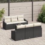 vidaXL Set de canapele pentru grădină cu pernă 7 pcs Negru și Crem vidaXL Set de canapele pentru grădină cu pernă 7 pcs Negru și Crem