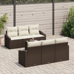 vidaXL Set de canapele pentru grădină cu pernă 7 pcs Maro și Crem