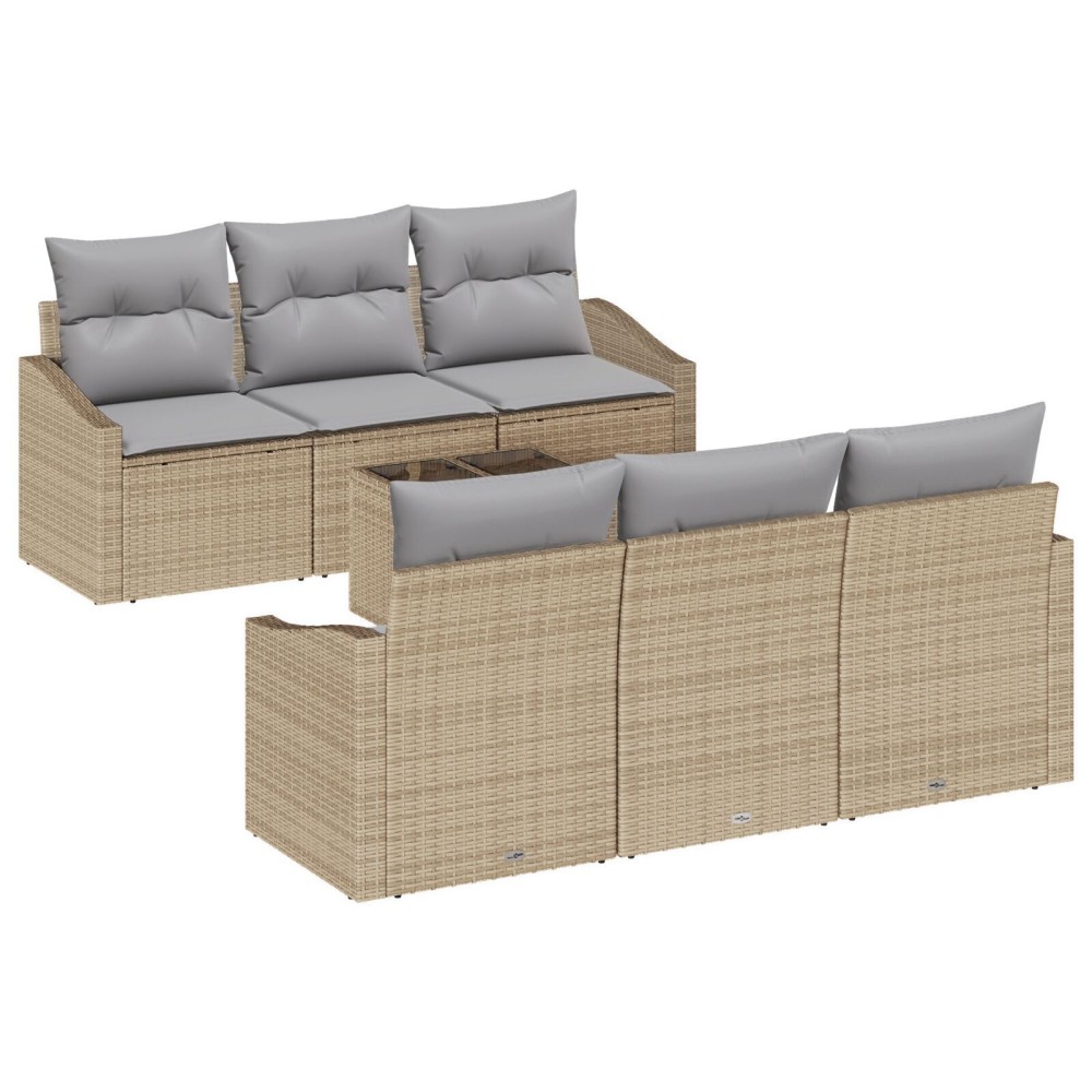 vidaXL Set de canapele pentru grădină 7 pcs Beige și gri deschis