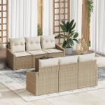 vidaXL Set de canapele pentru grădină cu pernă 7 pcs Bej și crem vidaXL Set de canapele pentru grădină cu pernă 7 pcs Bej și crem