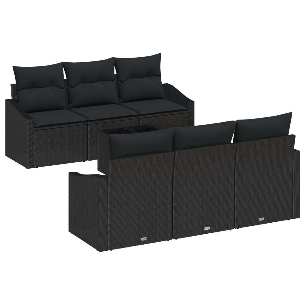 vidaXL Set de canapele pentru grădină 7 pcs Negru 55 x 55 x 37 cm