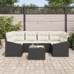 vidaXL Set de canapele pentru grădină cu pernă 7 pcs Negru și Crem vidaXL Set de canapele pentru grădină cu pernă 7 pcs Negru și Crem