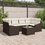 vidaXL Set de canapele pentru grădină cu pernă 7 pcs Maro și Crem