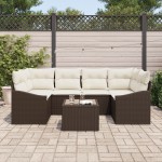 vidaXL Set de canapele pentru grădină cu pernă 7 pcs Maro și Crem