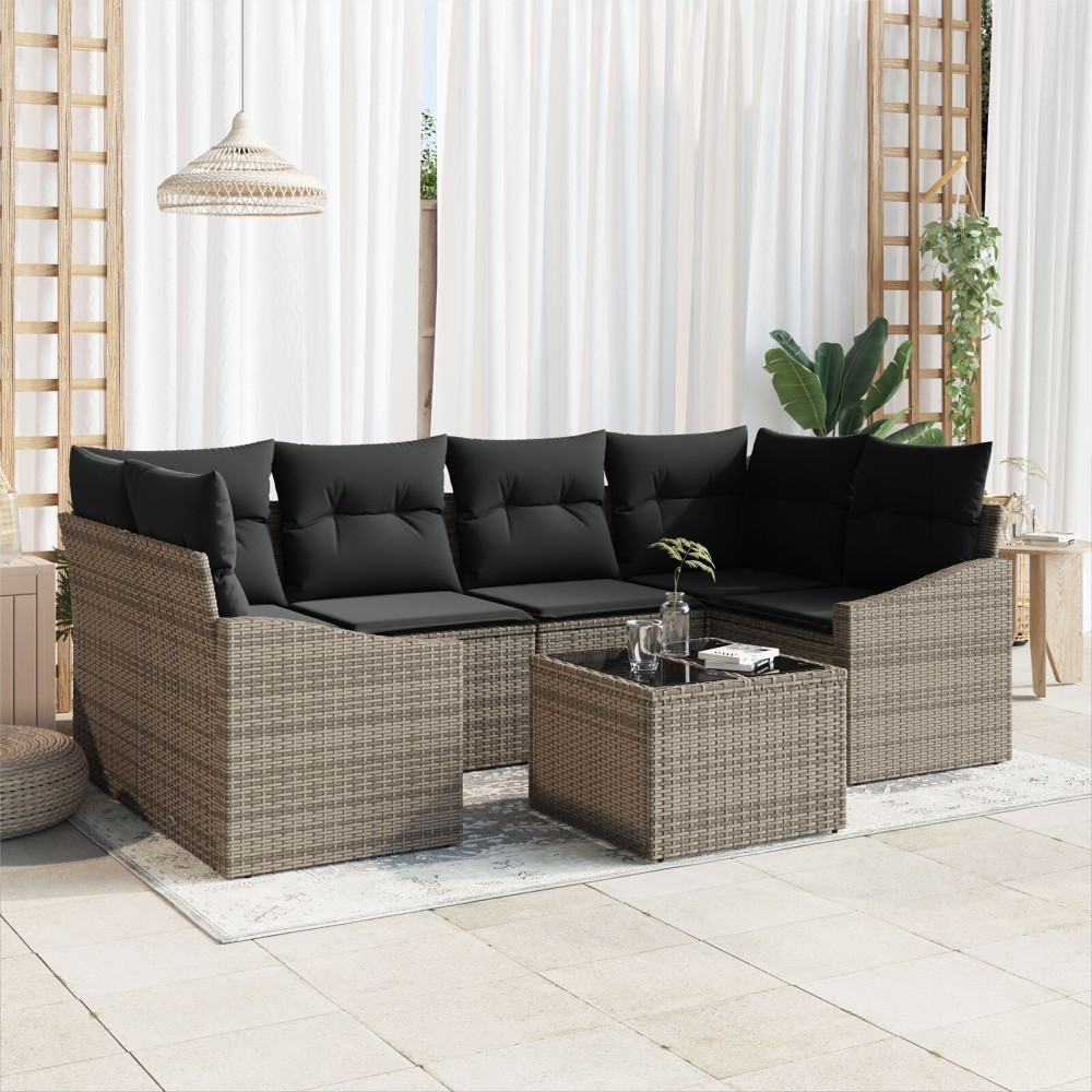 vidaXL Set de canapele pentru grădină Manual 7 pcs Gri 55 x 55 x 37 cm