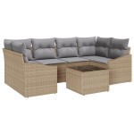 vidaXL Set de canapele pentru grădină 7 pcs Beige și gri deschis