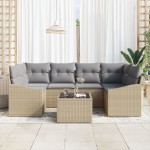 vidaXL Set de canapele pentru grădină 7 pcs Beige și gri deschis