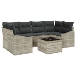 vidaXL Set de canapele pentru grădină cu pernă 7 pcs Gri deschis vidaXL Set de canapele pentru grădină cu pernă 7 pcs Gri deschis