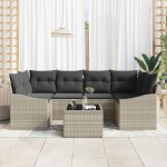 vidaXL Set de canapele pentru grădină cu pernă 7 pcs Gri deschis vidaXL Set de canapele pentru grădină cu pernă 7 pcs Gri deschis