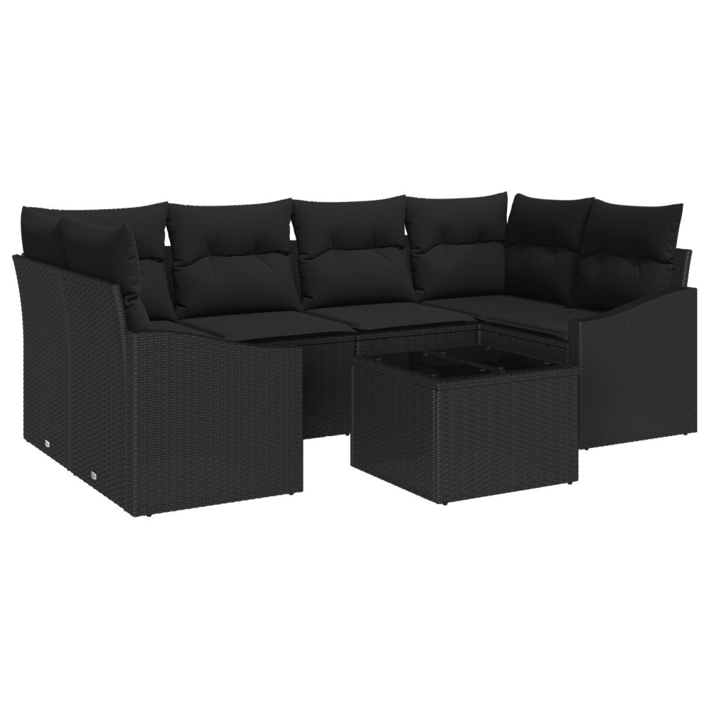 vidaXL Set de canapele pentru grădină 7 pcs Negru 55 x 55 x 37 cm