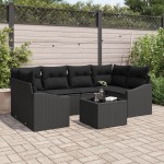 vidaXL Set de canapele pentru grădină 7 pcs Negru 55 x 55 x 37 cm vidaXL Set de canapele pentru grădină 7 pcs Negru 55 x 55 x 37 cm