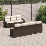 vidaXL Set de canapele pentru grădină cu pernă 8 pcs Maro și Crem