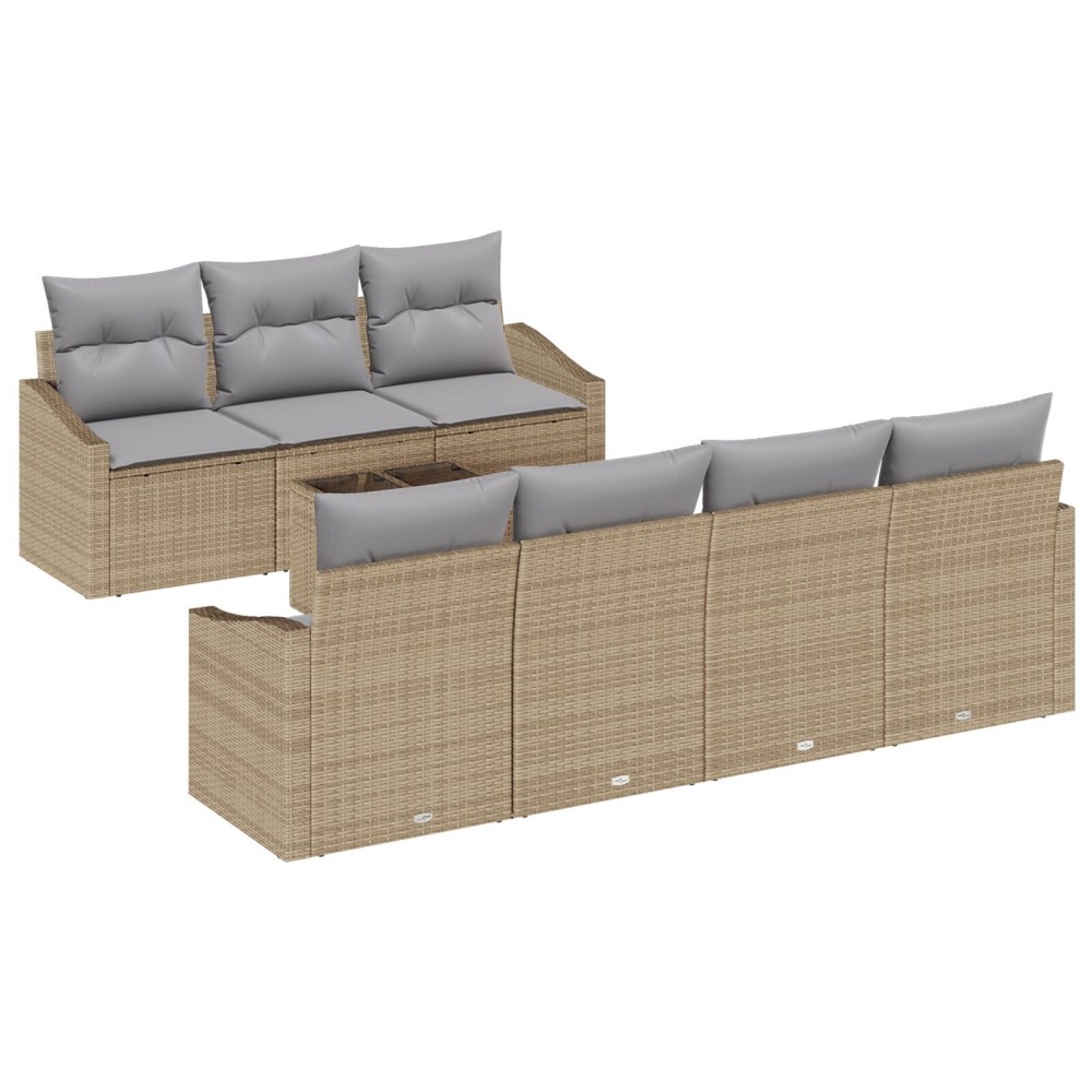 vidaXL Set de canapele pentru grădină 8 pcs Beige și gri deschis