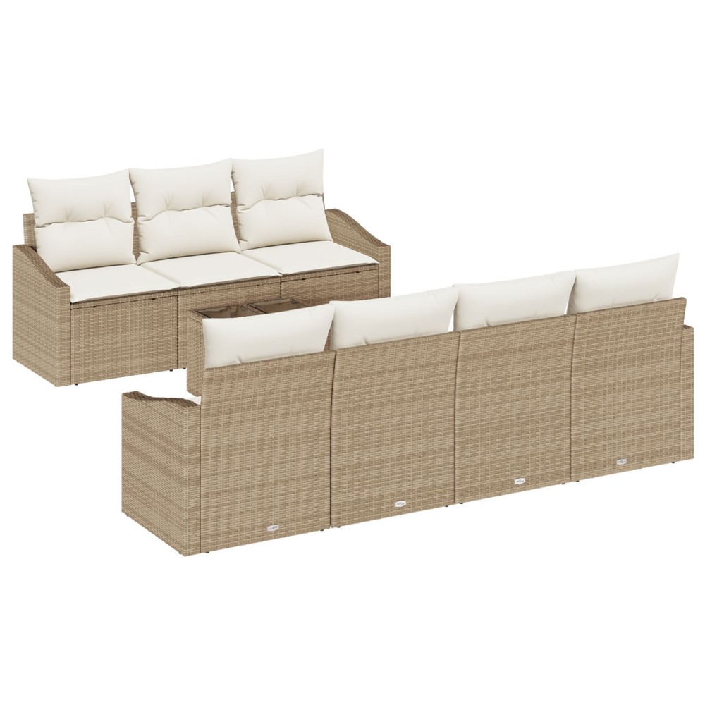 vidaXL Set de canapele pentru grădină cu pernă 8 pcs Bej și crem