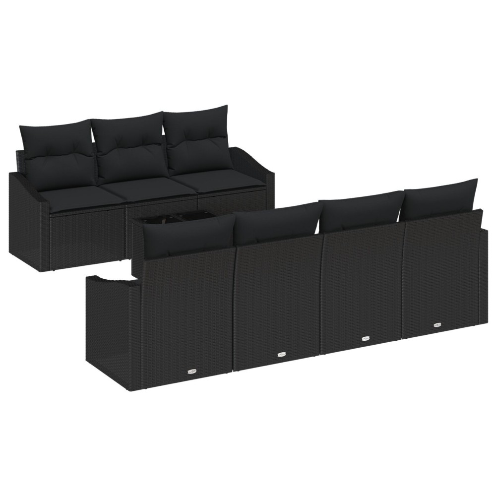 vidaXL Set de canapele pentru grădină 8 pcs Negru 55 x 55 x 37 cm