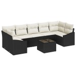 vidaXL Set de canapele pentru grădină cu pernă 8 pcs Negru și Crem