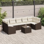 vidaXL Set de canapele pentru grădină cu pernă 8 pcs Maro și Crem